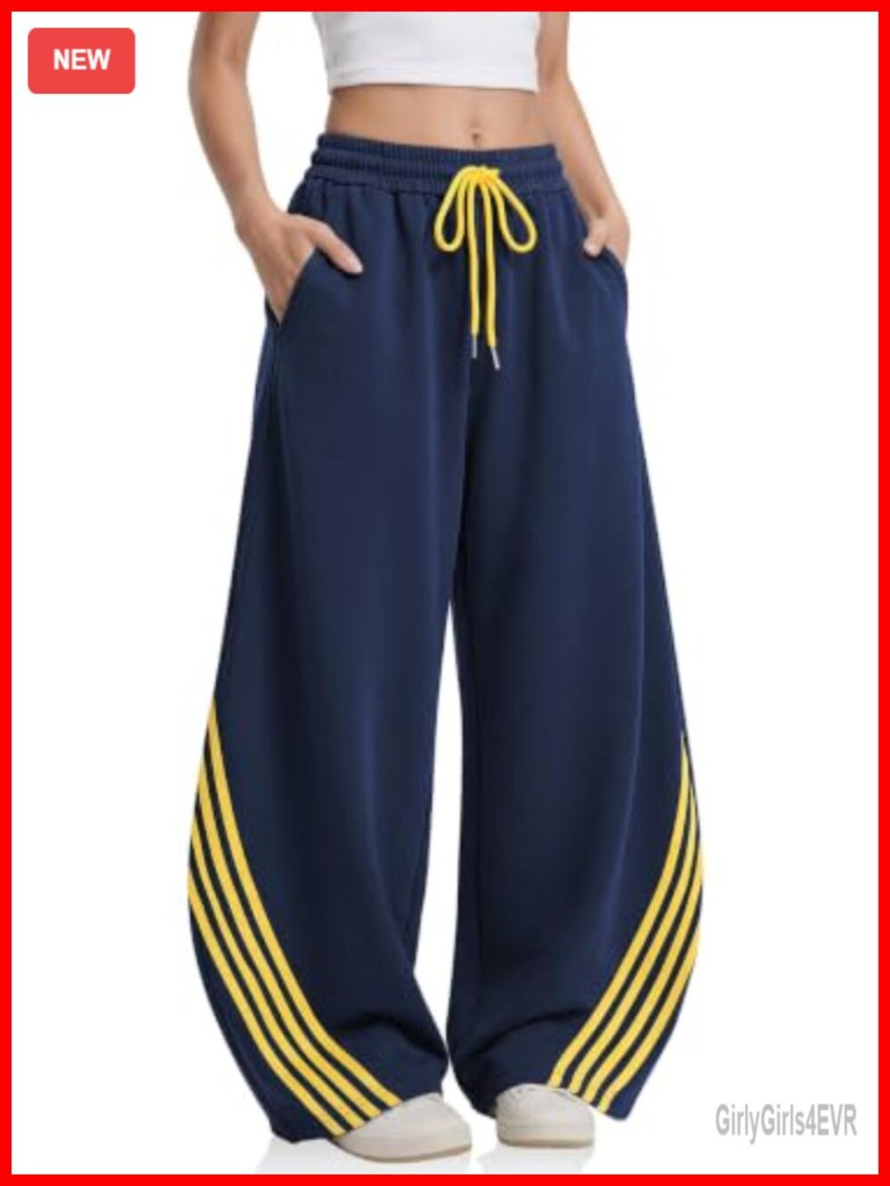 TARSE Women's Barrel Striped Sweatpants Wide Leg Y2K Streetwear